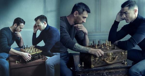 دو عکاس ، عکس مشهور شطرنج رونالدو و مسی را با آیفون بازسازی کردند